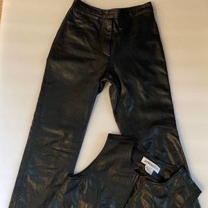 BLACK LEATHER PANT AND VEST.